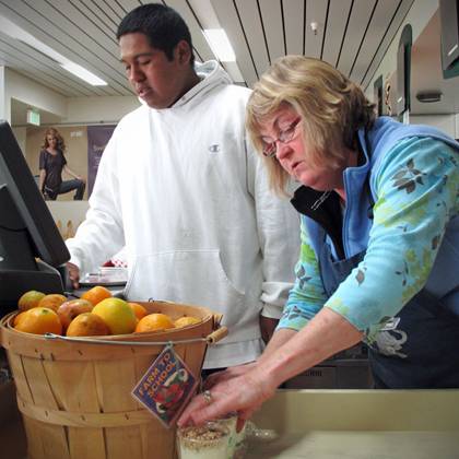 Harbor High School Eric Lopez Harbor High School student Eric Lopez sells local produce in the student cafe